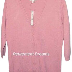 Bogari Size S Womens Cardigan Sweater Coral Pink Button-Up Rayon Acrylic NEW